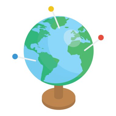 Izometrik tasarımda dünya küresi simgesi 