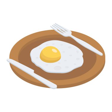 Kızarmış yumurta isometrik tasarım simgesi