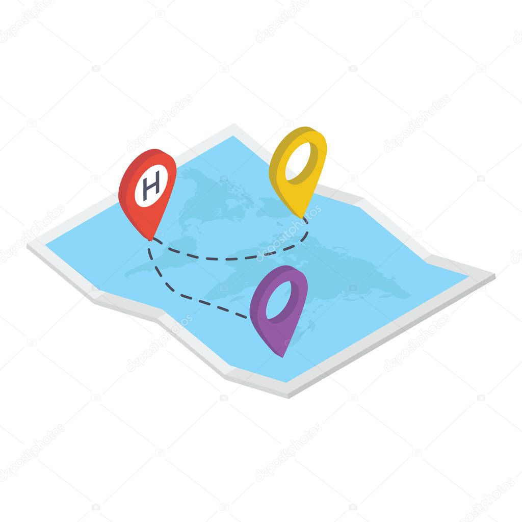 Map location icon in isometric vector