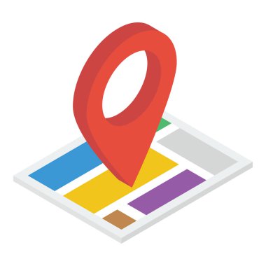 Izometrik tasarımda konum haritası vektörü 