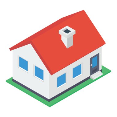 Isometrik konut ev vektör tasarımı 