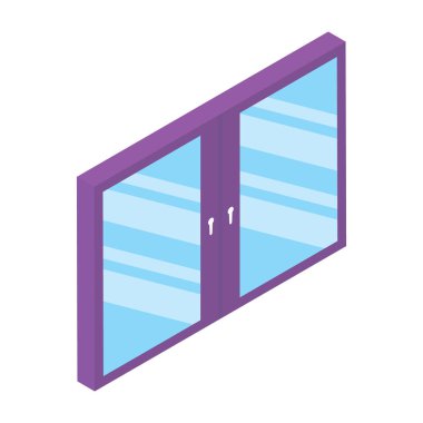 Cam pencere vektör isometrik tasarımı 