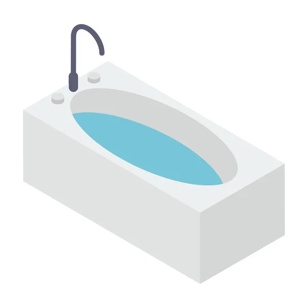 Ducha Bañera Vector Diseño Isométrico — Vector de stock