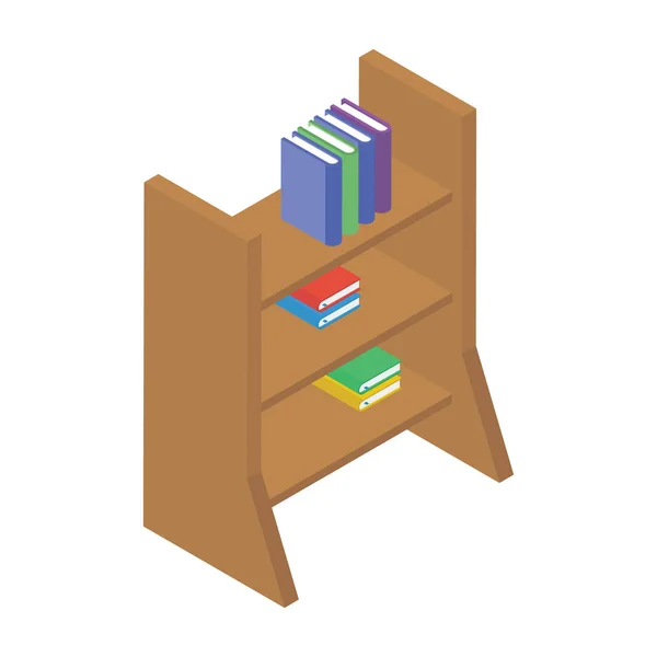 Bookshelf Vector Isometric Icon Design — Stock Vector