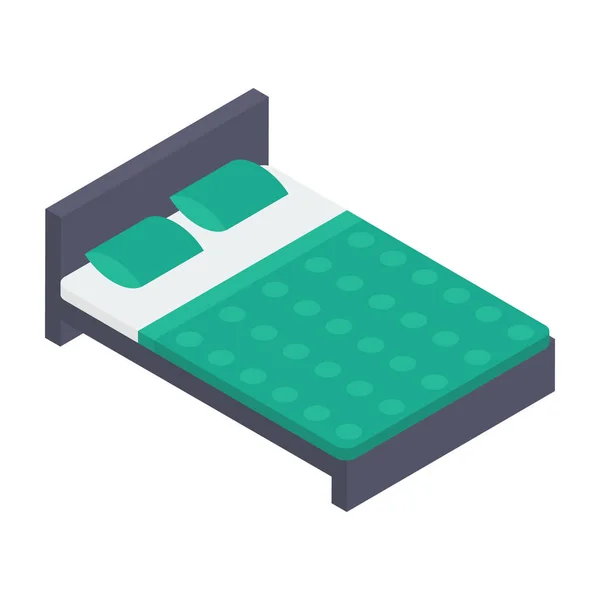 Dubbel Bed Vector Isometrisch Ontwerp — Stockvector