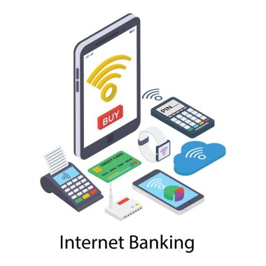 İnternet bankacılığı illüstrasyon vektör tasarımı 