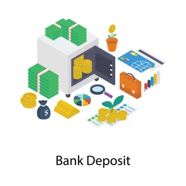 İrosi banka mevduat vektör tasarımı 