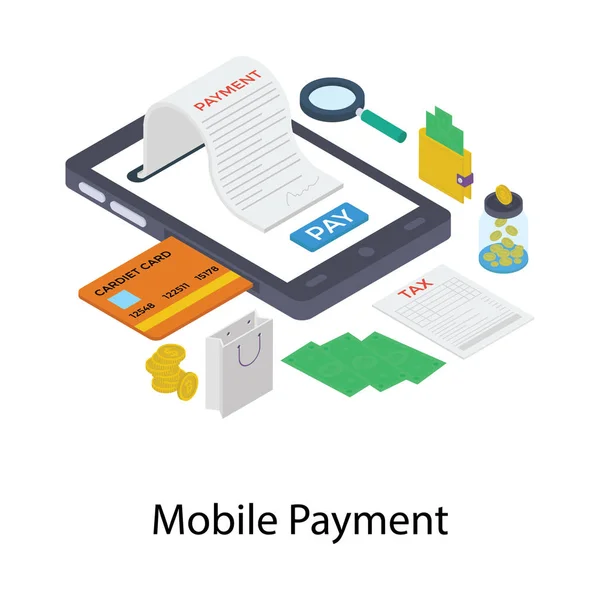 Mobile Payment Vector Isometric Design — Stock Vector
