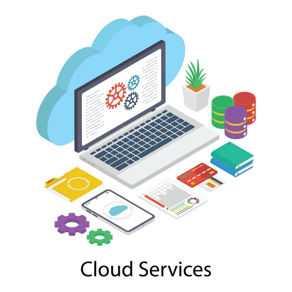 Cloud Services Vector Isometric Design — Stock Vector
