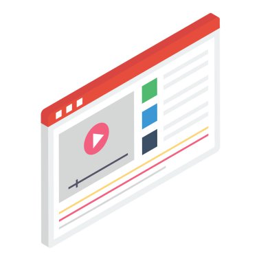 web video simgesinin isometrik tasarımı.