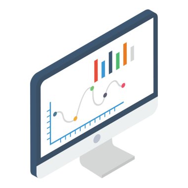 Çevrimiçi veri analitiğinin İzometrik tasarımı 