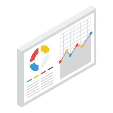 Çevrimiçi veri analitiğinin İzometrik tasarımı 