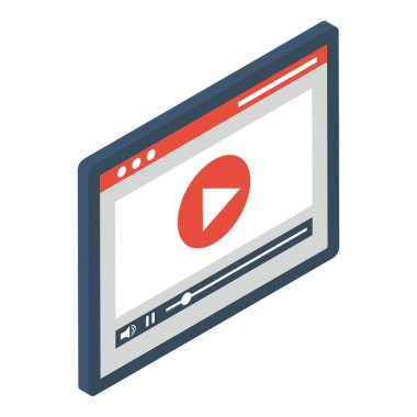 web video simgesinin isometrik tasarımı.