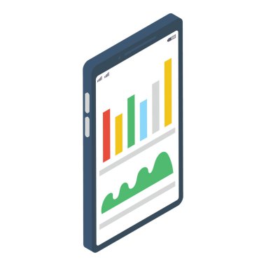 Mobil analitiğin isometrik tasarımı 