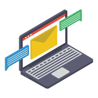 Çevrimiçi iletişim simgesi isometrik tasarım.