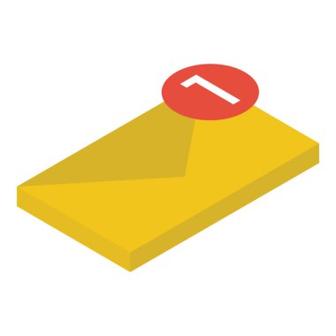 Yeni ileti simgesinin İzometrik tasarımı.