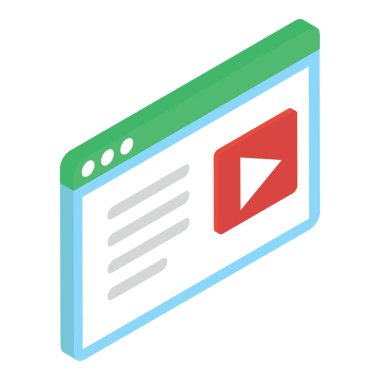 web video simgesinin isometrik tasarımı.