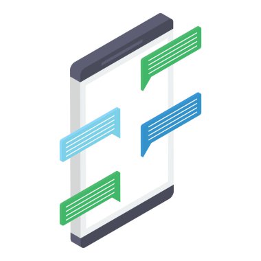 Mobil mesajlaşma simgesi isometrik tasarım.