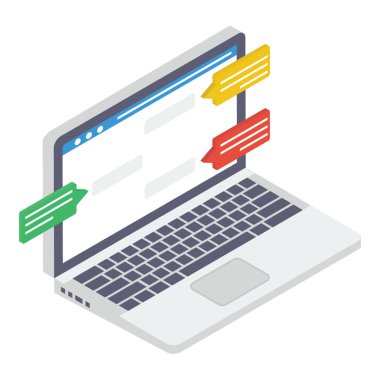 Çevrimiçi iletişim simgesi isometrik tasarım 