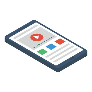 Mobil video simgesinin isometrik tasarımı.