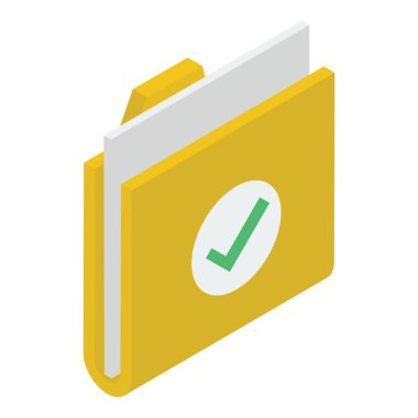 Onaylı belge isometrik tasarım simgesi.