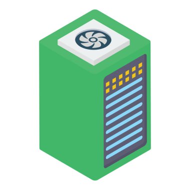 Isometrik işlemci fan vektör tasarımı 
