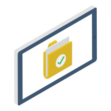 Onaylı belge isometrik tasarım simgesi.