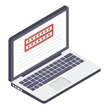 Bilgisayar güvenliği simgesi isometrik tasarım.