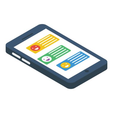 İzometrik tasarımda müşteri yorumları simgesi.