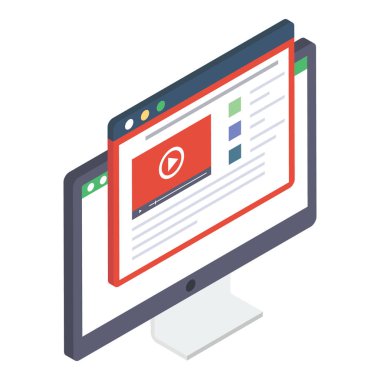web video simgesinin isometrik tasarımı.