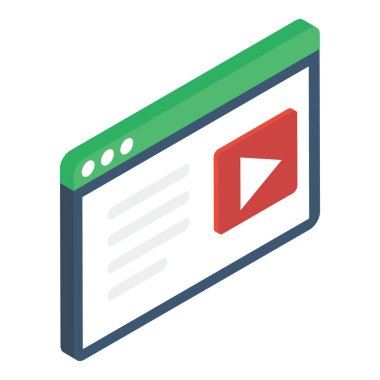 web video simgesinin isometrik tasarımı.