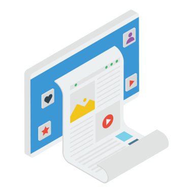 Çevrimiçi fatura simgesi isometrik tasarım