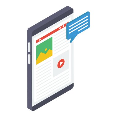 Mobil iletişim simgesi isometrik tasarım.