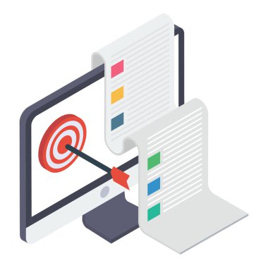 Çevrimiçi hedef simgesinin isometrik tasarımı.