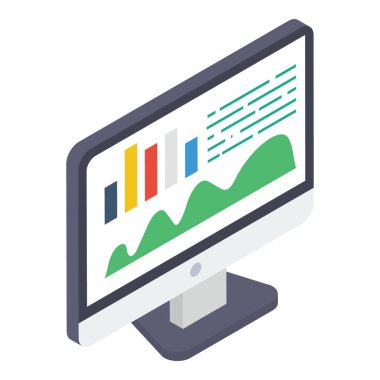 Çevrimiçi veri analitiğinin İzometrik tasarımı 