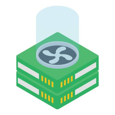 Isometrik işlemci fan vektör tasarımı 