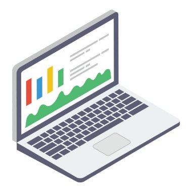 Çevrimiçi veri analitiğinin İzometrik tasarımı 