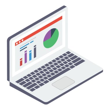 Çevrimiçi veri analitiğinin İzometrik tasarımı 