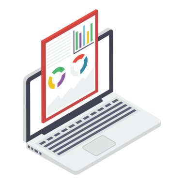 Çevrimiçi veri analitiğinin İzometrik tasarımı 