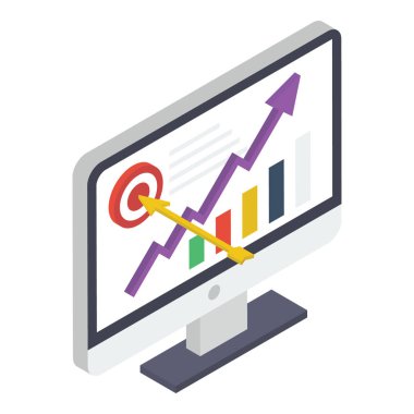 Çevrimiçi veri analitiğinin İzometrik tasarımı 