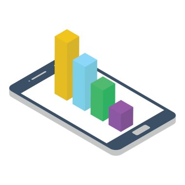 Mobil veri analitiğinin isometrik tasarımı 