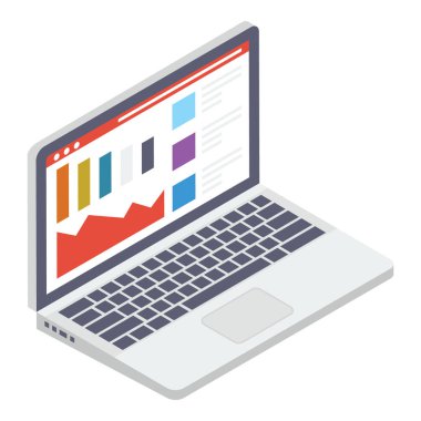 Çevrimiçi veri analitiğinin İzometrik tasarımı 