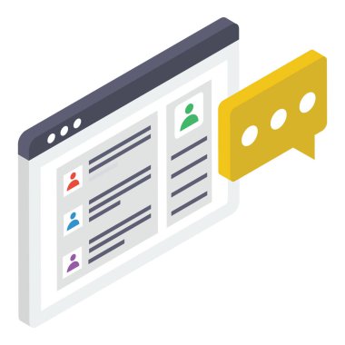 Çevrimiçi sohbet simgesinin izometrik tasarımı.