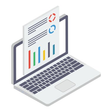 Çevrimiçi veri analitiğinin İzometrik tasarımı 