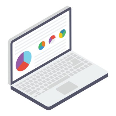 Çevrimiçi veri analitiğinin İzometrik tasarımı 