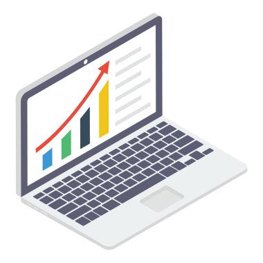 Çevrimiçi veri analitiğinin İzometrik tasarımı 