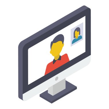Çevrimiçi görüntülü arama simgesi isometrik tasarım 