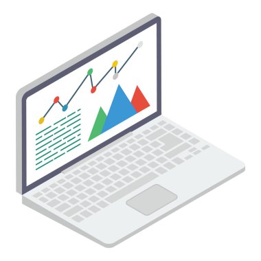 Çevrimiçi veri analitiğinin İzometrik tasarımı 