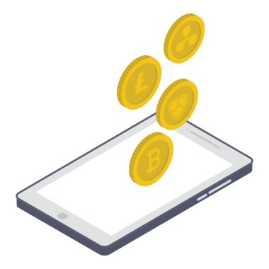 İzometrik tasarımda dijital para birimi simgesi 