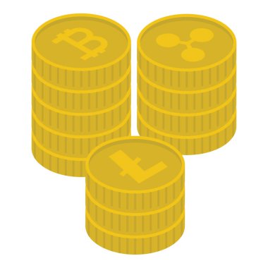 İzometrik tasarımda dijital para paraları 